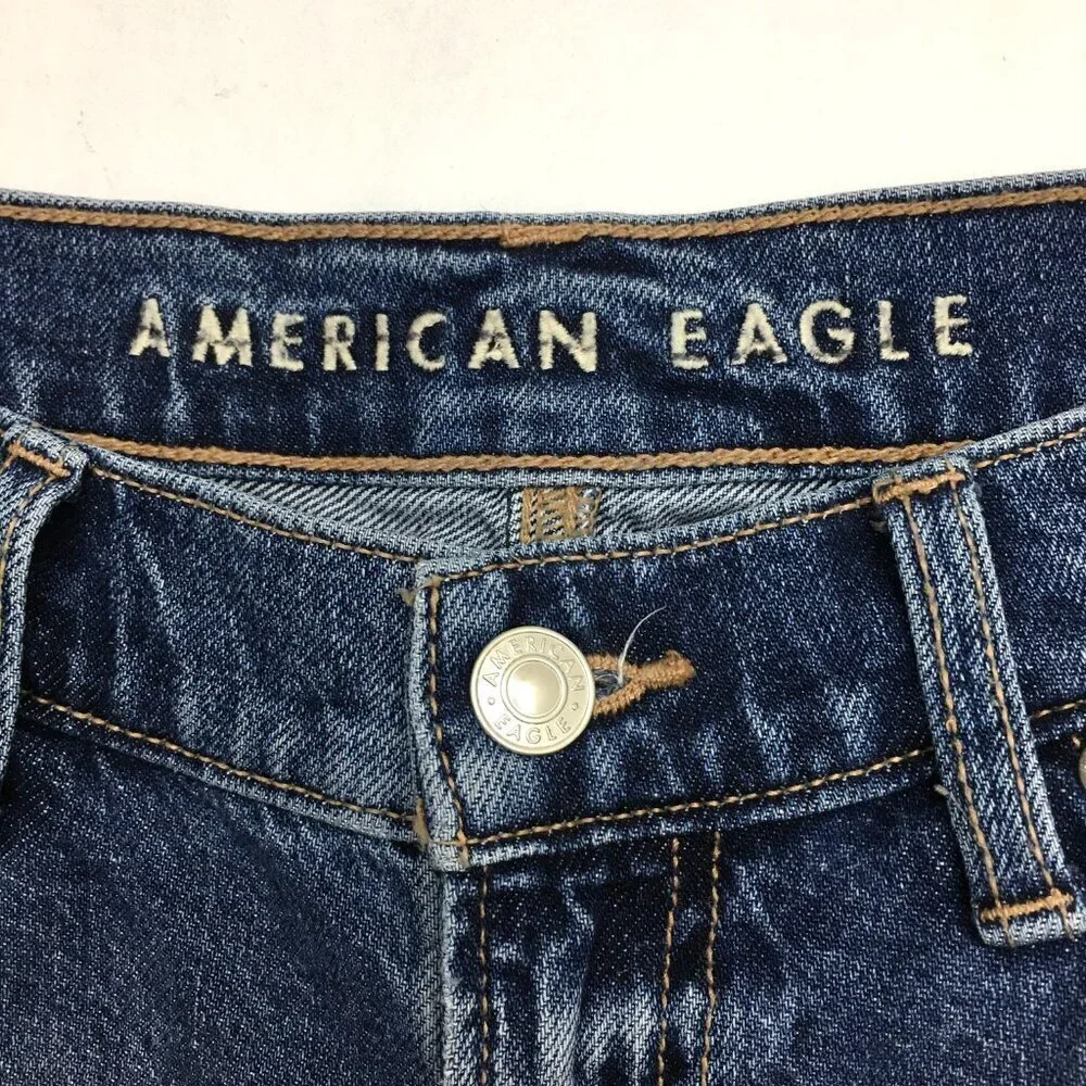 American Eagle '90s Wide Leg Crop Jeans Stretch Distressed size 8s length 23